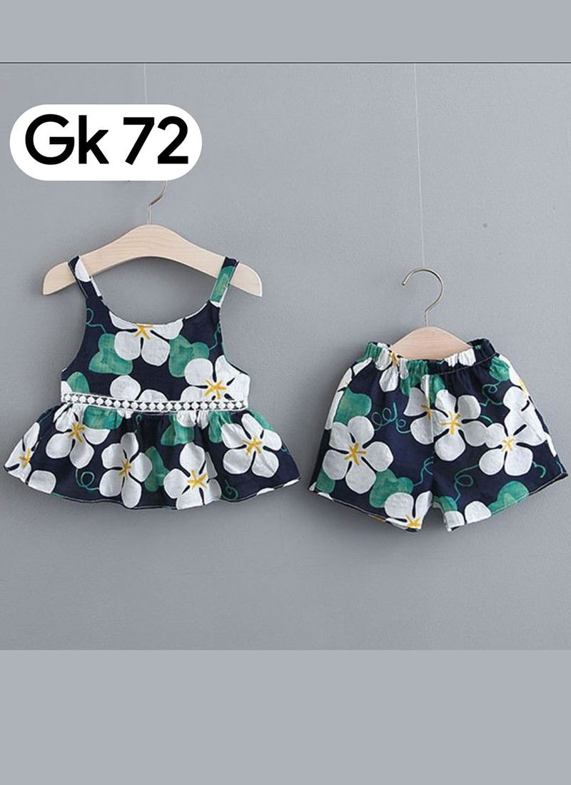 Navy Blue Colour GURUKRUPA Girls Party Wear Stylish Off Shoulder Kids Colllection GK-72